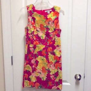 Hot pink floral summer sleeveless dress